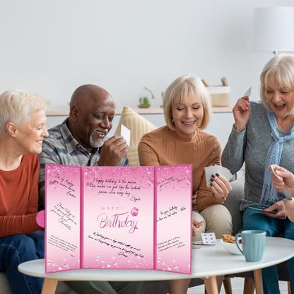 Crenics Hot Pink Happy Birthday Guest Sign in Book Alternative 18" x 12" - color: Hot Pink