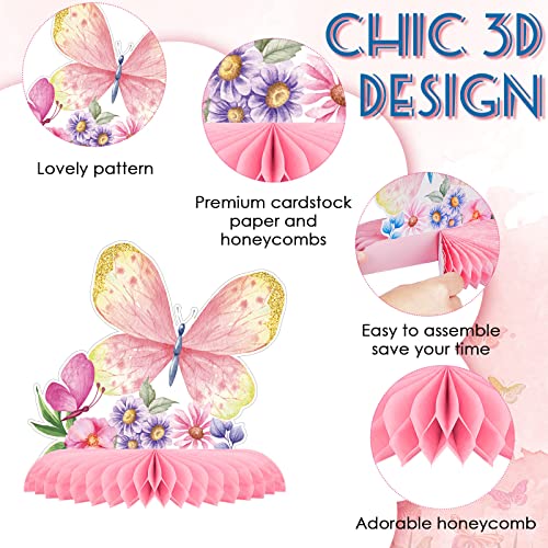 Epakh 10 Pcs Butterfly Birthday Party Butterfly Honeycomb Centerpieces - style: Butterfly
