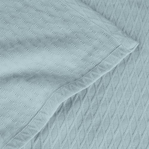 Superior Cotton Blanket, Lightweight, Breathable Bedding, Throw, Aqua - color: Aqua, size: Throw