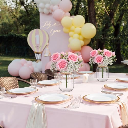 XunYee 10 Set Mason Jars for Centerpieces,Dark Pink,Peony, Gypsophila - color: Dark Pink, size: Peony, Gypsophila