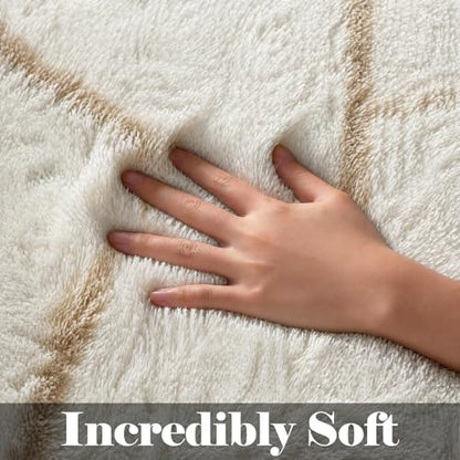 8x10 Area Rugs for Living Room, Fluffy White and Beige Bedroom Modern Rug - color: Z- White / Beige, size: 8' x 10' (Rectangular)