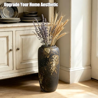 Black Rustic Ceramic Floor Vase, 15.7 Inch, Farmhouse Large Decor - size: 15.7 Inch