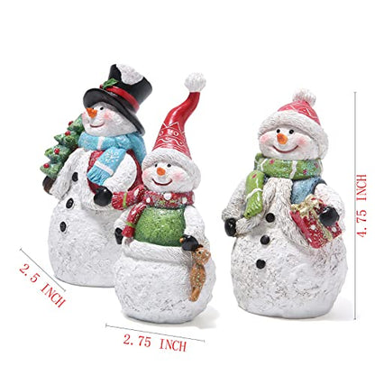 Hodao 3 PCS Christmas Snowman Family Decoration, Xmas Snowman Figurines - color: White-3