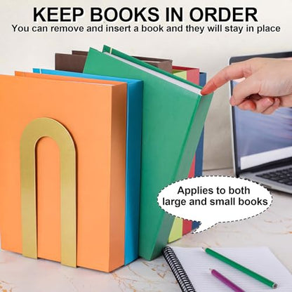 Chunful 12 Pcs Gold Metal BookEnds Shelves, 7.5 x 5.75 x 3.5 in - color: Gold, size: 7.5 x 5.75 x 3.5 Inch