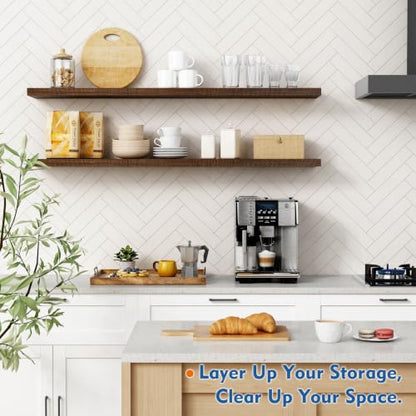 Harwaya 48 inch Floating Shelves Dark Wood, Long Wall Shelves for Bedroom - color: Dark Walnut, size: 48 x 8 Inch
