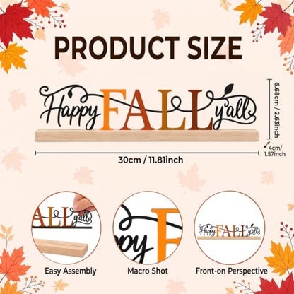 Fall Table Decor Centerpiece, Happy Fall Y'all Metal Table Sign - style: Happy Fall Y'all