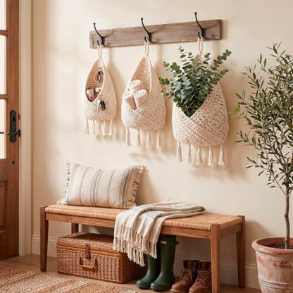 Honeydak 3 Hanging Baskets, Cream, Tassel Envelope Baske - color: Cream, style: Tassel Envelope Baske