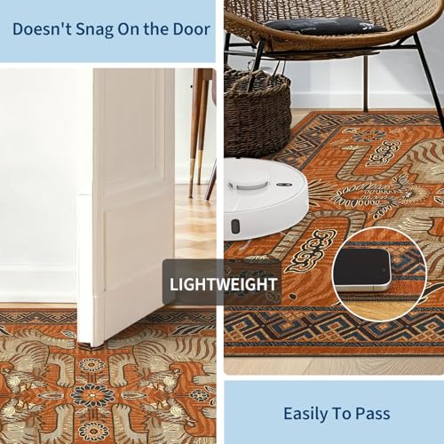 GarveeHome Tiger Print 2.5'x8' Washable Non Slip Runner Boho Hallway Rugs - color: Terracotta, size: 2'6" x 8' (Rectangular)