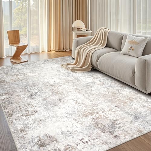 Beige Grey Washable Rugs 8x10 Area Rugs for Living Room,Bedroom,Dining Room - color: Brown-grey-beige-slate, size: 8' x 10' (Rectangular)