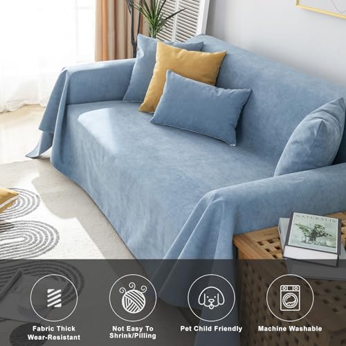 STACYPIK Waterproof Blue Couch Cover for Pets, Anti-Cat Scratch Sofa Cover - color: A-waterproof-sky Blue, size: Medium Size(71" X71")