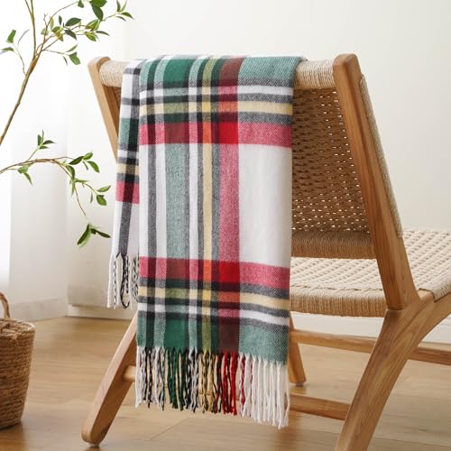 Plaid Throw Blanket for Couch Bed, Christmas Green Blanket Throw 50"x60" - color: Red Green Plaid
