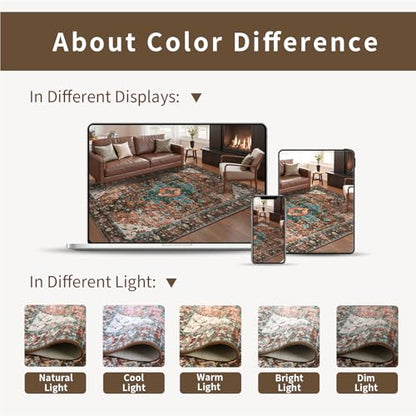 Ciicool 2x5ft Runner Rug,Small Throw Runners for Hallway Kitchen Entryway - color: Brick Red/Dull Teal, size: 2' x 5' (Runner)