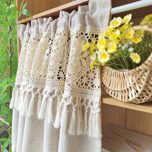 Boho Valances Crochet Tassel Kitchen Cafe Curtains 1PC W59 x L19 - size: 59"W x 19"L (Pack of 1)