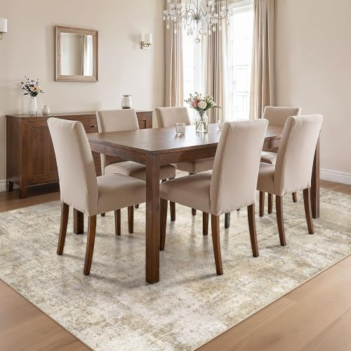 cotiled 9x12 Area Rugs Living Room: Washable Abstract Rug Beige - color: Beige, size: 9' x 12' (Rectangular)