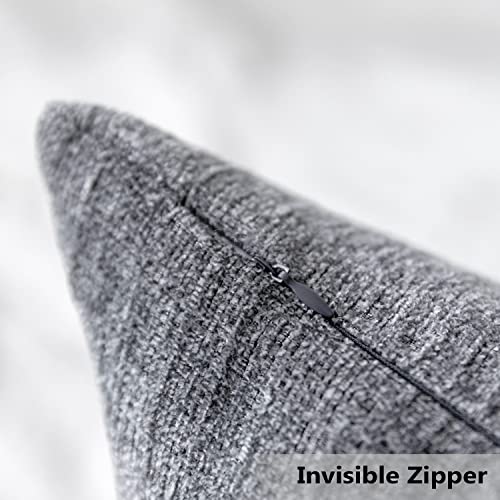 Home Brilliant Gray Pillow Covers Lumbar Throw Pillows for Bed Chenille Plush Velvet Pillow Covers 12x20, Light Gray, Set of 2, 12 x 20 inches(30x50 cm) - color: Light Grey, size: 20" x 12" (Pack of 2)