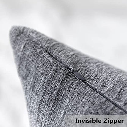 Home Brilliant Gray Pillow Covers Lumbar Throw Pillows for Bed Chenille Plush Velvet Pillow Covers 12x20, Light Gray, Set of 2, 12 x 20 inches(30x50 cm) - color: Light Grey, size: 20" x 12" (Pack of 2)