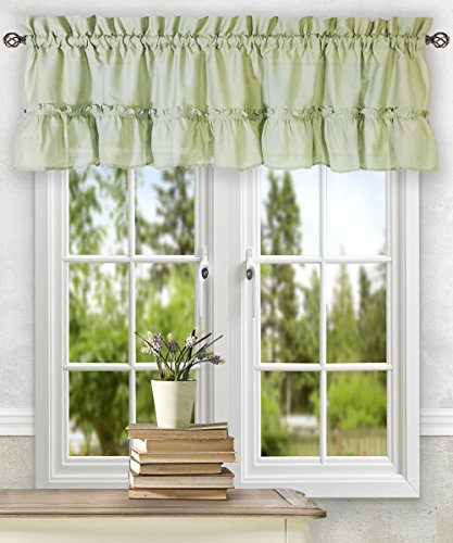 Ellis Curtain Stacey 54-by-13 Inch Ruffled Filler Valance (Sage) - color: Sage
