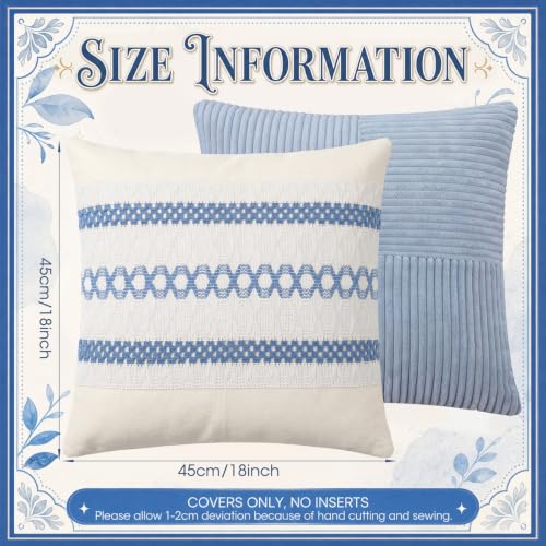 Gilprop 4 Pcs Dusty Blue Decorative Throw Pillow Covers 18x18 Pillow Case - color: Dusty Blue, size: 18" x 18" (Pack of 4)