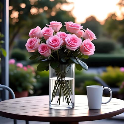 CYS EXCEL (H:12" D:6") Large Cylinder Clear Glass Vase for Wide Bouquet Flower Vase Centerpieces Display Hurricane Floating Candle Holder - size: H-12" D-6"
