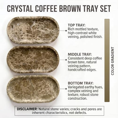 YKAJO Crystal Coffee Brown Oval Marble Tray, 11.8x5.9 Perfume Organizer - color: Crystal Coffee Brown, size: 11.8" x 5.9" x 0.6"