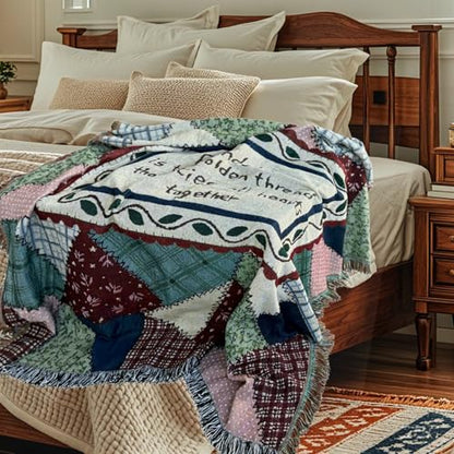 Patchwork Friendship Woven Tapestry Throw Blanket 50"x60" - color: Patchwork