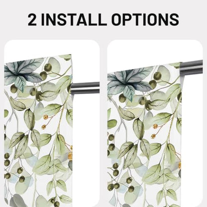 Sage Green Eucalyptus Leaves French Door Curtain 1 Panel, Privacy 26x40 in - color: Eucalyptus Leaves-green, size: 26"W x 40"L (Pack of 1)