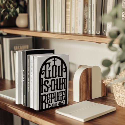 Peacoblue 5.3"x4.3"x7.9" Metal Bookends, Heavy Duty Book Ends for Shelves - style: Bible