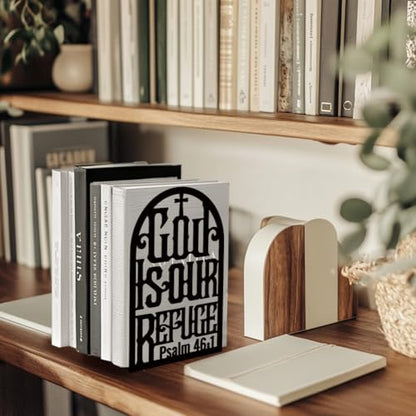 Peacoblue 5.3"x4.3"x7.9" Metal Bookends, Heavy Duty Book Ends for Shelves - style: Bible