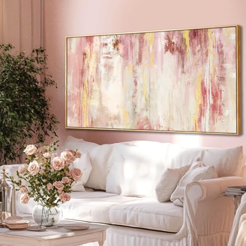 Abstract Pink Wall Art/Framed Artwork Wall Art/Oil Painting Home Decoration/Modern Art for Bedroom Living Room Home Office 20x40 Inches - color: Pink, size: 40"L x 20"W