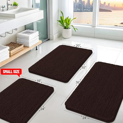 Arotive Bathroom Rugs 24x16, Soft Absorbent Shaggy Chenille Bath Rugs - color: Brown, size: 24" X 16"