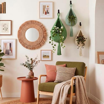 Honeydak 3 Hanging Baskets, Sage Green Mix, Tassel Teardrop - color: Sage Green Mix, style: Tassel Teardrop