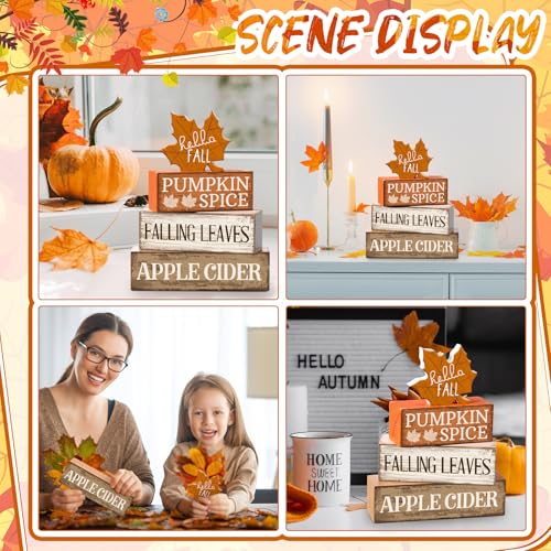 Moucuny 4 Pcs Fall Decor Wooden Maple Leaf Decoration Thanksgiving Decor - style: Maple Leaf