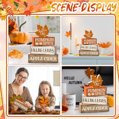 Moucuny 4 Pcs Fall Decor Wooden Maple Leaf Decoration Thanksgiving Decor - style: Maple Leaf