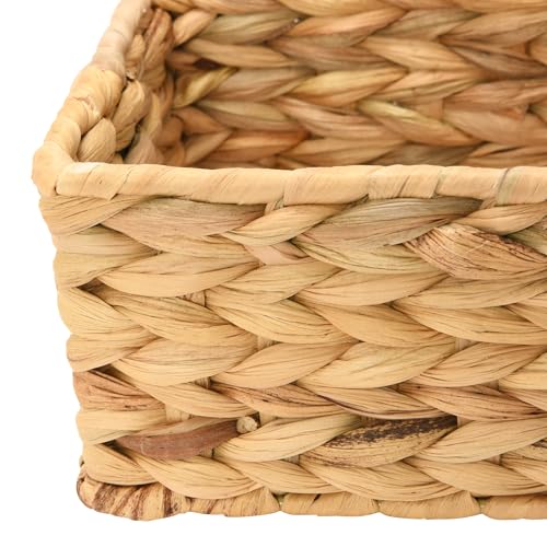 Household Essentials Water Hyacinth Rectangular Storage Basket with Handwoven Fibers and Iron Frame, Natural Finish - color: Natural
