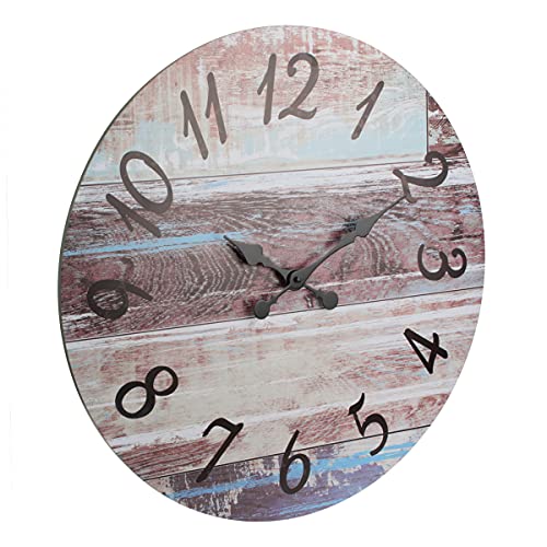 Stonebriar Vintage Farmhouse 23 Inch Round Battery Operated Hanging Wall Clock - size: 23.5 Inch