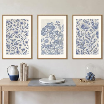 DRACIT Classic Chinoiserie Flower Framed Canvas Wall Art Set-16"x24"x3 - color: Classic Chinoiserie Flower Wall Art, size: 16"L x 24"W