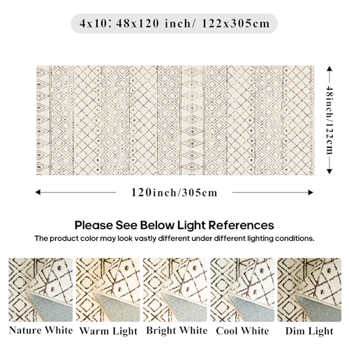 Washable 4x10 Non Slip Moroccan Runner:Hallway Runner Rug Geometric Beige - color: Geo Beige, size: 4' x 10' (Rectangular)