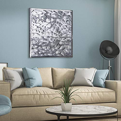 Empire Art Direct Enigma 3D Polished Steel Sculpture, Abstract Metal Wall Art with Sliver Leaf, Ready to Hang, Living Room, Bedroom & Office,Sliver,32"x32" - color: Silver Enigma, size: 32"L x 32"W