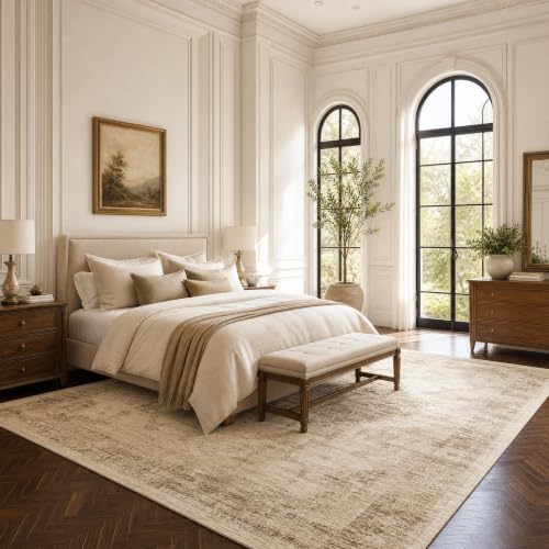 Garvee Beige Boho Washable 5x7 Area Rug for Bedroom Living Room - color: Beige, size: 5' x 7' (Rectangular)