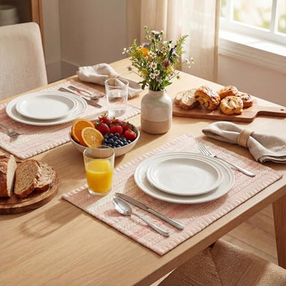 Artoid Mode Pink Woven Braided Stripe Placemats Set of 4-12x18 Inch - color: Pink, size: 12" x 18", 4 Pcs