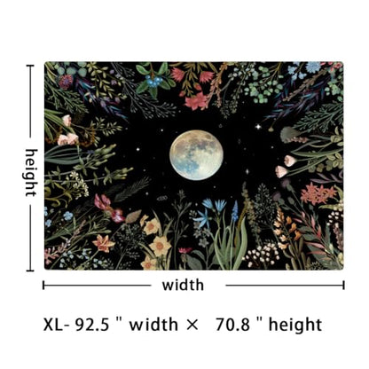 Amhokhui Moonlit Garden Tapestry Floral Flower Tapestries - size: 92.5"L x 70.8"W