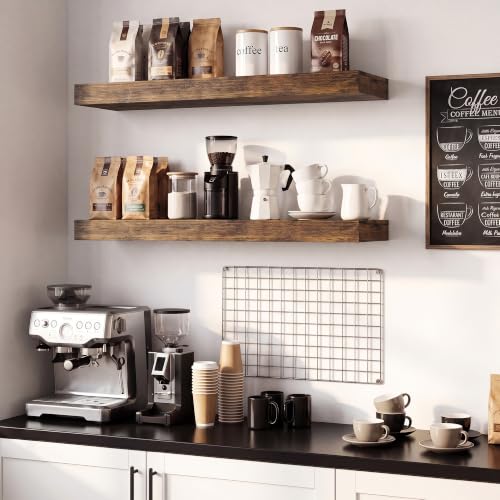 Vivelove Rustic Floating Shelves 8 Inch Deep, 30 x 8 Inch, Set of 2 - color: Rustic Brown, size: 30"Wx8"Dx1.4"H