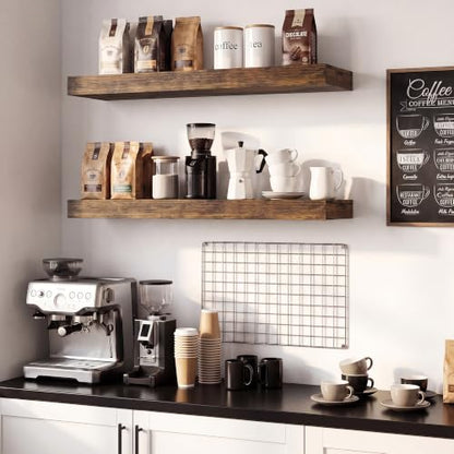 Vivelove Rustic Floating Shelves 8 Inch Deep, 30 x 8 Inch, Set of 2 - color: Rustic Brown, size: 30"Wx8"Dx1.4"H