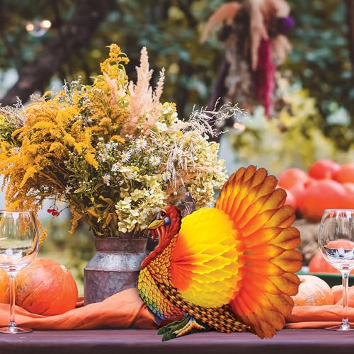 Beistle Tissue Turkey Centerpiece Thanksgiving Table Decor 1 Pack 12 Inch