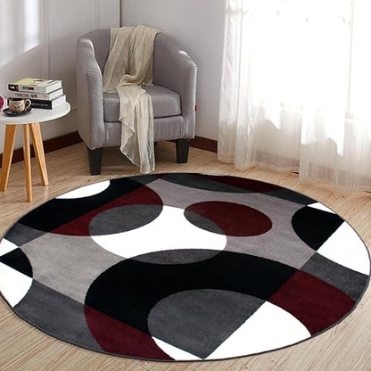 Rugshop Circles Modern Soft Living Room Bedroom Round Rug Burgundy 6'6" - size: 6'6" (Round)