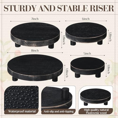 Geetery 4 Pcs Wooden Risers for Display Wood Pedestal Stand, Black - color: Black