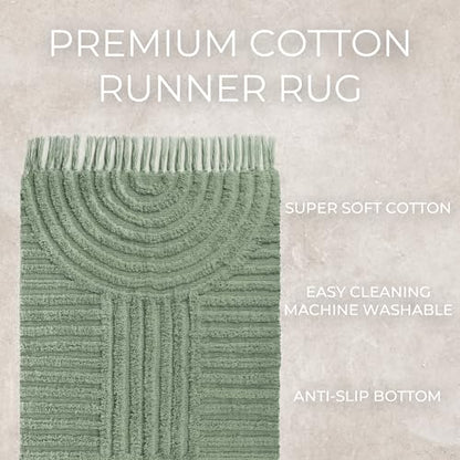 Beautiful Boho Rug with Tassels for Bathroom - Soft 2x3 ft Cotton - color: Sage Green, size: 2' x 3' (Rectangular)