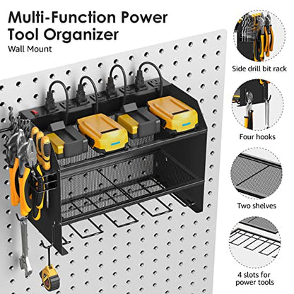 CCCEI Wall Mount Modular Tool Charging Organizer, Black, 1 Pack, 3 Tier. - color: Black
