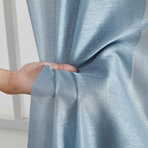 HLC.ME Semi Sheer Grommet Window Curtains, 2 Panels, 54x84 Inch, Dusty Blue - color: Dusty Blue, size: 54"W x 84"L (Pack of 2)
