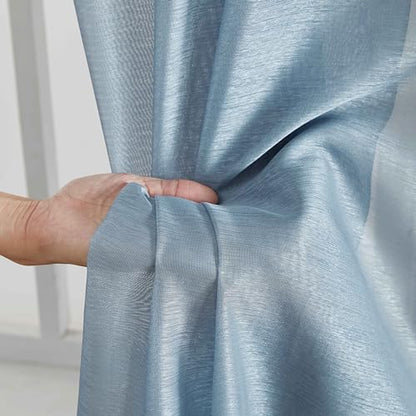 HLC.ME Semi Sheer Grommet Window Curtains, 2 Panels, 54x84 Inch, Dusty Blue - color: Dusty Blue, size: 54"W x 84"L (Pack of 2)